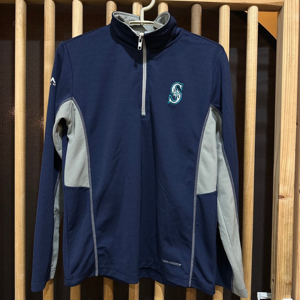 Seattle Mariners Shirt Womens Medium Blue Gray 1/4 Zip Pullover Baseball MLB